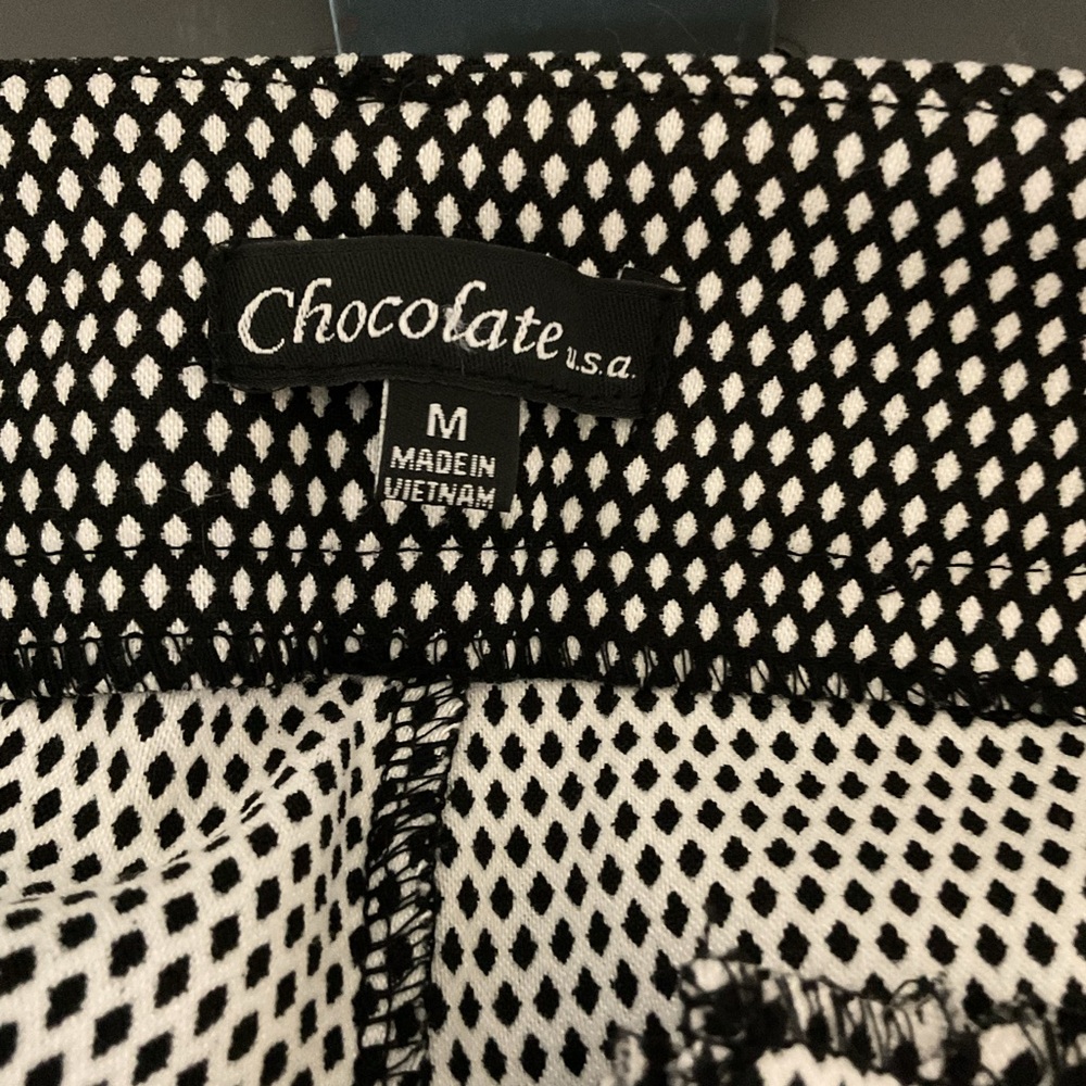 Chocolate Black and White Slim-Fit Trousers Size M. Stretch Fabric. - Picture 11 of 11